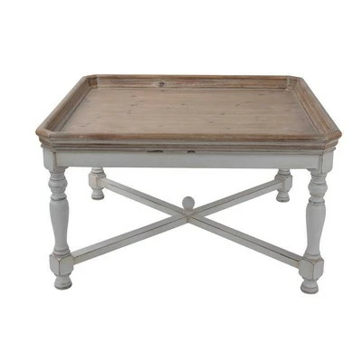 A&B Home Alcott Square Coffee Table Aged White/Natural - A&B Home 4 A&B Home Alcott Square Coffee Table Aged White/Natural - A&B Home - Image 3