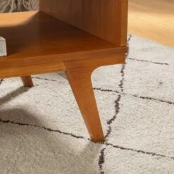 Donna Wood Bridge Leg Boho Coffee Table with Drawer - Saracina Home Caramel -Coffee Tables Elegant store unnamed file 543