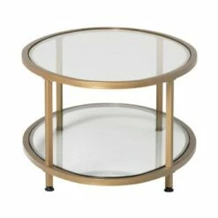 Studio Designs Home 48" Camber Modern Glass Oval Coffee Table - Studio Designs Gold -Coffee Tables Elegant store unnamed file 5440