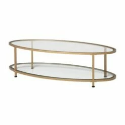 Studio Designs Home 48" Camber Modern Glass Oval Coffee Table - Studio Designs Gold -Coffee Tables Elegant store unnamed file 5441