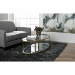 Studio Designs Home 48" Camber Modern Glass Oval Coffee Table - Studio Designs Gold -Coffee Tables Elegant store unnamed file 5444
