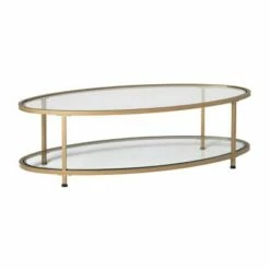 Studio Designs Home 48" Camber Modern Glass Oval Coffee Table - Studio Designs Gold -Coffee Tables Elegant store unnamed file 5445