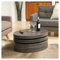 Carson Small Oval Rotatable Coffee Table Black Oak - Christopher Knight Home -Coffee Tables Elegant store unnamed file 5457