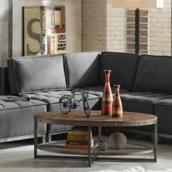 Ink+Ivy Sheridan Oval Coffee Table Chestnut/Pewter