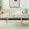 Lana Modern Glam Faux Marble and Glass Oval Coffee Table - Saracina Home Gray Faux Marble/gold -Coffee Tables Elegant store unnamed file 5481