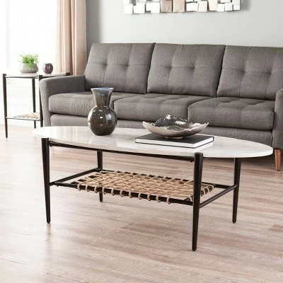 Holly & Martin Relckin Faux Marble Cocktail Table White/Black - Holly & Martin 3 Holly & Martin Relckin Faux Marble Cocktail Table White/Black - Holly & Martin