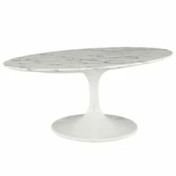 Lippa 42" OvalShaped Artificial Marble Coffee Table White - Modway