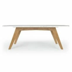 Gabrielle Mid-Century Marble Oval Coffee Table - Poly & Bark Natural