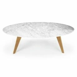 Gabrielle Mid-Century Marble Oval Coffee Table - Poly & Bark Natural -Coffee Tables Elegant store unnamed file 5581