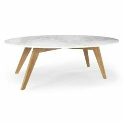 Gabrielle Mid-Century Marble Oval Coffee Table - Poly & Bark Natural -Coffee Tables Elegant store unnamed file 5582