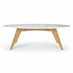 Gabrielle Mid-Century Marble Oval Coffee Table - Poly & Bark Natural -Coffee Tables Elegant store unnamed file 5583