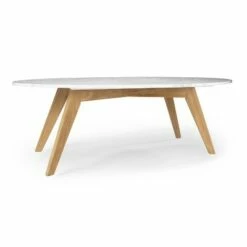 Gabrielle Mid-Century Marble Oval Coffee Table - Poly & Bark Natural -Coffee Tables Elegant store unnamed file 5585
