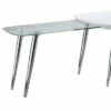 Coffee Table with Pull Out Tabletop White/Silver - Benzara