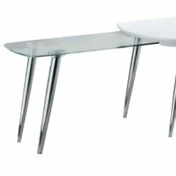 Coffee Table with Pull Out Tabletop White/Silver - Benzara