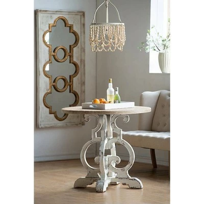 A&B Home Alcott Round Coffee Table Antique White/Natural - A&B Home 4 A&B Home Alcott Round Coffee Table Antique White/Natural - A&B Home - Image 2