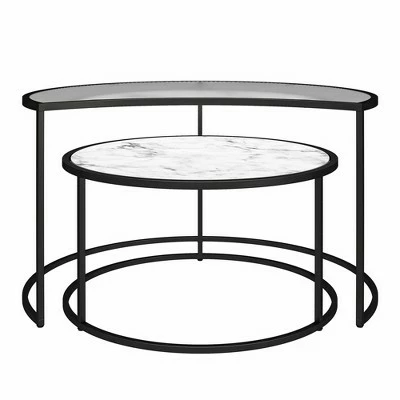 Moon Phases Nesting Coffee Tables White Marble/Glass - Mr. Kate 4 Moon Phases Nesting Coffee Tables White Marble/Glass - Mr. Kate - Image 2