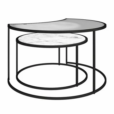 Moon Phases Nesting Coffee Tables White Marble/Glass - Mr. Kate 5 Moon Phases Nesting Coffee Tables White Marble/Glass - Mr. Kate - Image 3