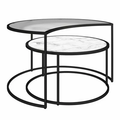 Moon Phases Nesting Coffee Tables White Marble/Glass - Mr. Kate 6 Moon Phases Nesting Coffee Tables White Marble/Glass - Mr. Kate - Image 4