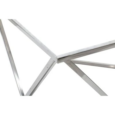 Olivia & May Square Marble Coffee Table with Stainless Steel Base White - Olivia & May 5 Olivia & May Square Marble Coffee Table with Stainless Steel Base White - Olivia & May - Image 3