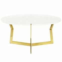 Contemporary Marble and Stainless Steel Coffee Table White - Venus Williams Collection -Coffee Tables Elegant store unnamed file 5739