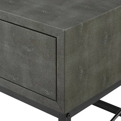 Faux Shagreen Modern 2 Drawer Coffee Table - Saracina Home Gray 7 Faux Shagreen Modern 2 Drawer Coffee Table - Saracina Home Gray - Image 5
