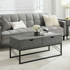 Faux Shagreen Modern 2 Drawer Coffee Table - Saracina Home Gray 14 Faux Shagreen Modern 2 Drawer Coffee Table - Saracina Home Gray -Coffee Tables Elegant store unnamed file 577