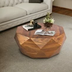 Diamond Shape Acacia Wood Coffee Table with Smooth Top Dark Brown - The Urban Port -Coffee Tables Elegant store unnamed file 5774