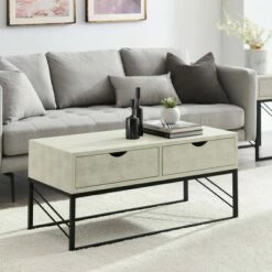 Faux Shagreen Modern 2 Drawer Coffee Table - Saracina Home Gray 15 Faux Shagreen Modern 2 Drawer Coffee Table - Saracina Home Gray -Coffee Tables Elegant store unnamed file 578
