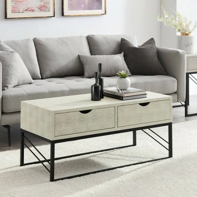 Faux Shagreen Modern 2 Drawer Coffee Table - Saracina Home Gray 9 Faux Shagreen Modern 2 Drawer Coffee Table - Saracina Home Gray - Image 7