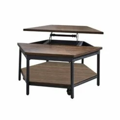 Ultimo Hexagon Lift Top Metal Cocktail Brown - Steve Silver Co. -Coffee Tables Elegant store unnamed file 5795