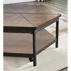 Ultimo Hexagon Lift Top Metal Cocktail Brown - Steve Silver Co. -Coffee Tables Elegant store unnamed file 5796