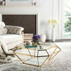 Abena Geometric Coffee Table Gold - Safavieh