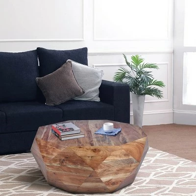 Diamond Shape Acacia Wood Coffee Table Gentle Brown - The Urban Port 7 Diamond Shape Acacia Wood Coffee Table Gentle Brown - The Urban Port - Image 6