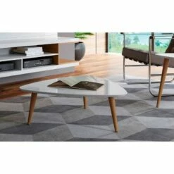 11.81" Utopia High Triangle Coffee Table with Splayed Legs - Manhattan Comfort Off-white