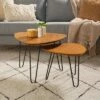 Gibby Hairpin Leg Wood Nesting Coffee Table Set - Saracina Home English Oak -Coffee Tables Elegant store unnamed file 5826