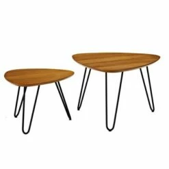 Gibby Hairpin Leg Wood Nesting Coffee Table Set - Saracina Home English Oak -Coffee Tables Elegant store unnamed file 5835