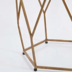 Roxy Hexagonal Cocktail Glass Table Gold - Steve Silver Co.