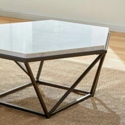 Corvus Marble Top Cocktail Table White - Steve Silver Co. -Coffee Tables Elegant store unnamed file 5841