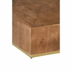 Hexagonal Acacia Wood Block Accent Coffee Table with Textured Detail Brown - The Urban Port -Coffee Tables Elegant store unnamed file 5844