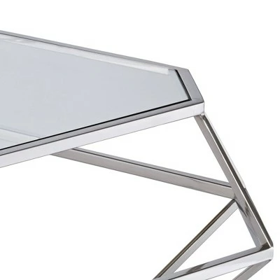 55 Downing Street Modern Polished Stainless Steel Geometric Coffee Table 39 1/2" Wide Silver Glass for Living Room Entryway Office 3 55 Downing Street Modern Polished Stainless Steel Geometric Coffee Table 39 1/2" Wide Silver Glass for Living Room Entryway Office - Image 2