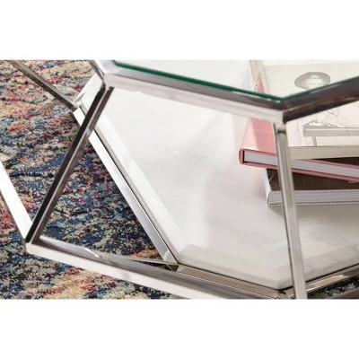 55 Downing Street Modern Polished Stainless Steel Geometric Coffee Table 39 1/2" Wide Silver Glass for Living Room Entryway Office 9 55 Downing Street Modern Polished Stainless Steel Geometric Coffee Table 39 1/2" Wide Silver Glass for Living Room Entryway Office - Image 8