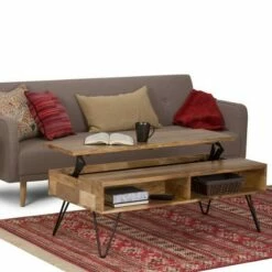 Moreno Solid Mango Wood Lift Top Coffee Table Natural - WyndenHall