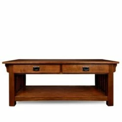 Mission Coffee Table With Drawers And Shelf - Medium Oak - Leick Home -Coffee Tables Elegant store unnamed file 653