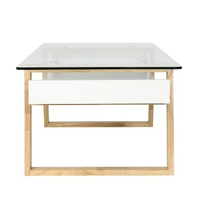 Edgemod Corona Mid Century Glass Top Coffee Table - Poly & Bark Natural 11 Edgemod Corona Mid Century Glass Top Coffee Table - Poly & Bark Natural - Image 9