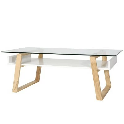 Edgemod Corona Mid Century Glass Top Coffee Table - Poly & Bark Natural 12 Edgemod Corona Mid Century Glass Top Coffee Table - Poly & Bark Natural - Image 10