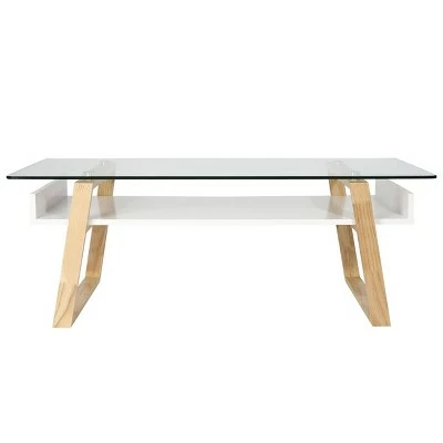 Edgemod Corona Mid Century Glass Top Coffee Table - Poly & Bark Natural 13 Edgemod Corona Mid Century Glass Top Coffee Table - Poly & Bark Natural - Image 11