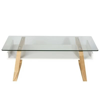 Edgemod Corona Mid Century Glass Top Coffee Table - Poly & Bark Natural 14 Edgemod Corona Mid Century Glass Top Coffee Table - Poly & Bark Natural - Image 12