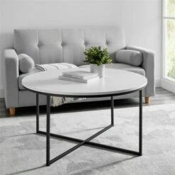 Vivian Glam X Leg Round Coffee Table Faux Marble - Saracina Home Dark Walnut/gold 23 Vivian Glam X Leg Round Coffee Table Faux Marble - Saracina Home Dark Walnut/gold -Coffee Tables Elegant store unnamed file 68