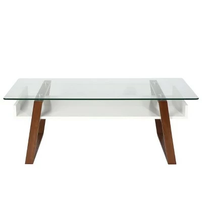 Edgemod Corona Mid Century Glass Top Coffee Table - Poly & Bark Natural 15 Edgemod Corona Mid Century Glass Top Coffee Table - Poly & Bark Natural - Image 13