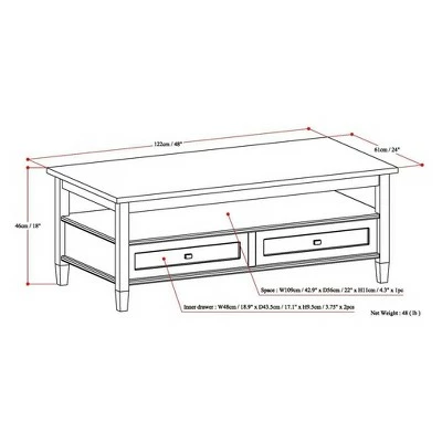 48" Norfolk Coffee Table - WyndenHall Tobacco Brown 8 48" Norfolk Coffee Table - WyndenHall Tobacco Brown - Image 6